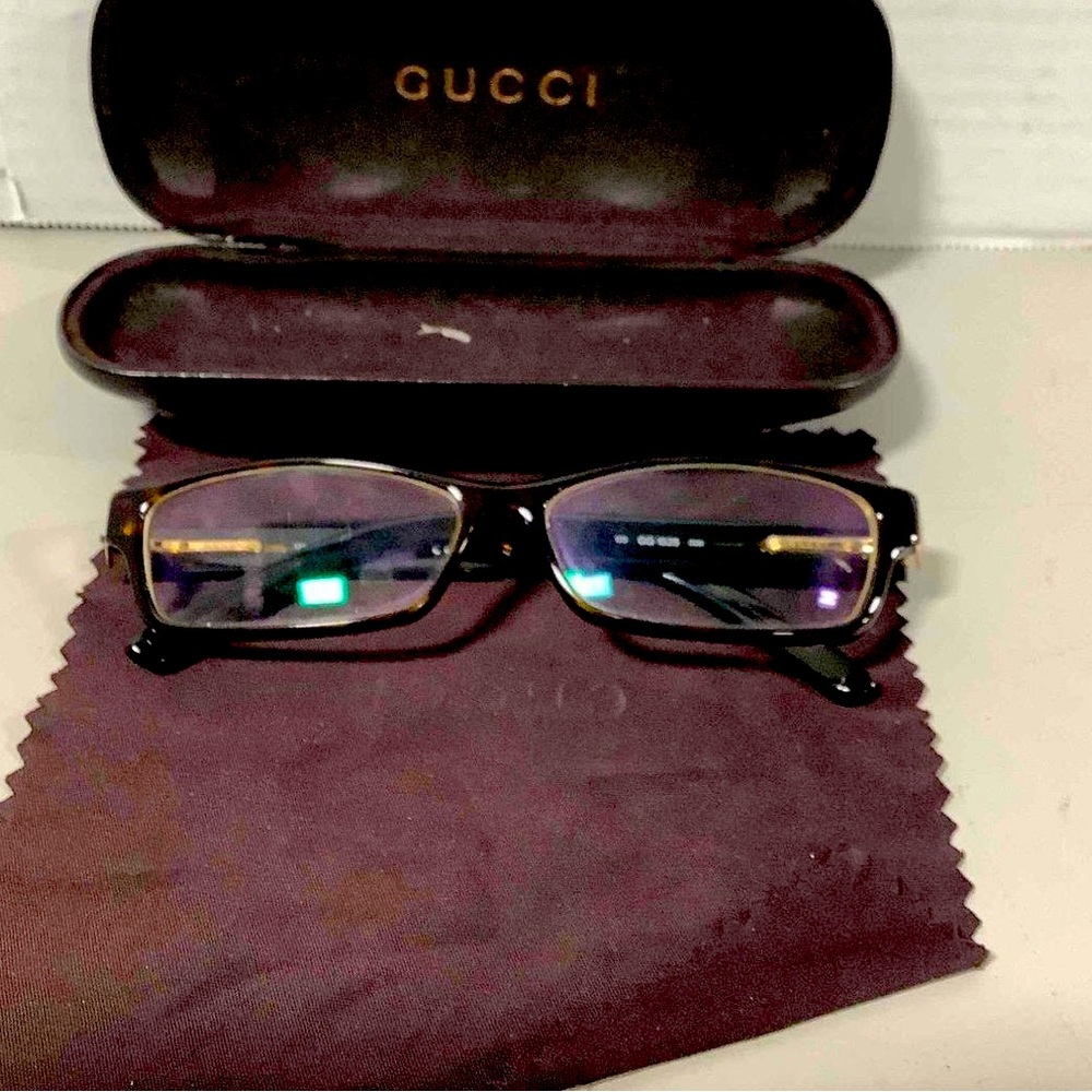 AUTHENTICATED GUCCI GG 1525 086 DARK TORTOISE GLASSES & CASE LADIES PRESCRIPTION